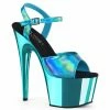Pleaser Exotic Dancing ADORE-709HGCH - Turquoise Hologram/Turquoise Chrome