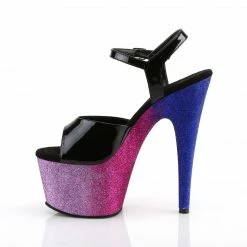 Pleaser ADORE-709OMBRE - Blk Pat/Fuchsia-Blue Ombre Exotic Dancing