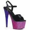 Pleaser ADORE-709OMBRE - Blk Pat/Fuchsia-Blue Ombre Exotic Dancing