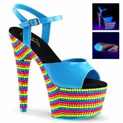 Pleaser ADORE-709RBS - Neon Blue Pat/Neon Multi Exotic Dancing