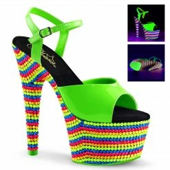 Pleaser ADORE-709RBS - Neon Green Pat/Neon Multi