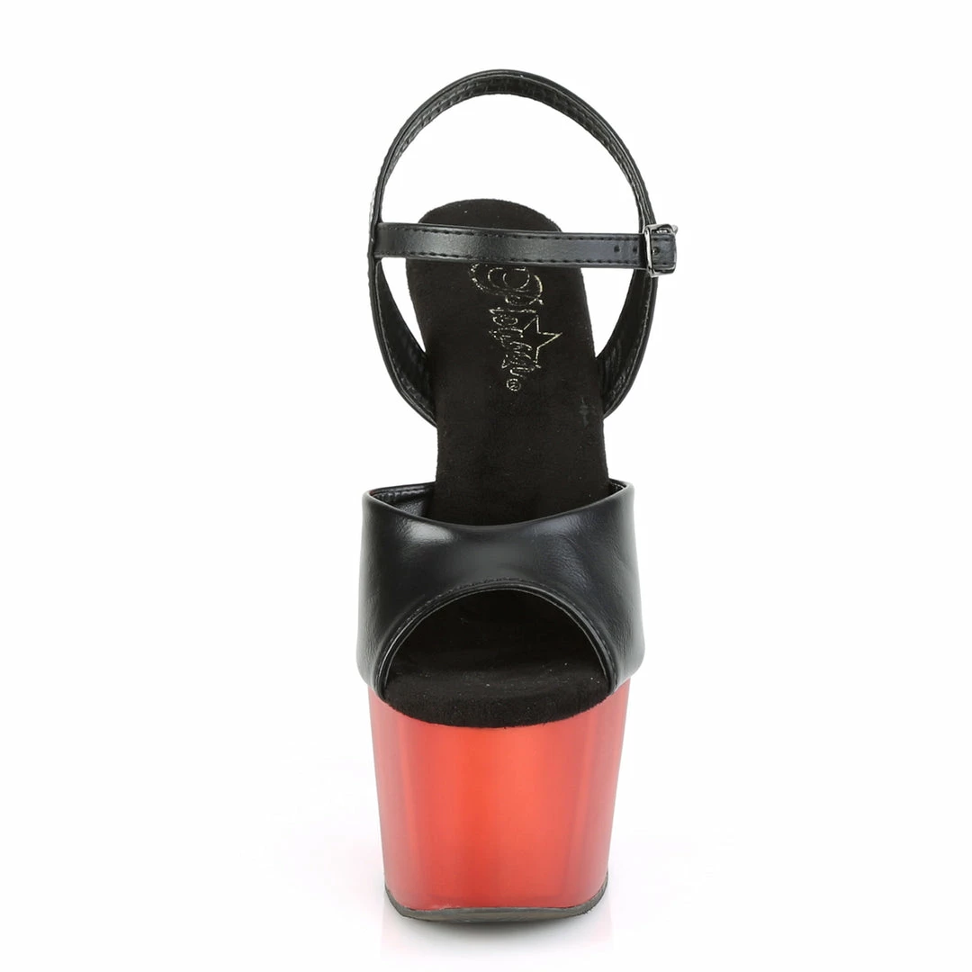 Pleaser Exotic Dancing ADORE-709T - Blk Faux Leather/Frosted Red 4 Pleaser Exotic Dancing ADORE-709T - Blk Faux Leather/Frosted Red