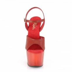 Pleaser ADORE-709T - Red Faux Leather/Frosted Red Exotic Dancing