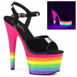 Pleaser ADORE-709UVRB - Blk/Neon Rainbow Glitter Exotic Dancing