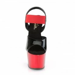 Pleaser Exotic Dancing ADORE-714BR - Blk Pat-Red Elastic Band/Red-Blk