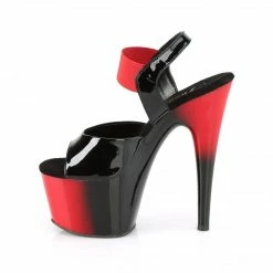 Pleaser Exotic Dancing ADORE-714BR - Blk Pat-Red Elastic Band/Red-Blk