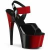 Pleaser Exotic Dancing ADORE-714BR - Blk Pat-Red Elastic Band/Red-Blk