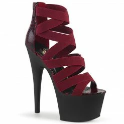 Pleaser ADORE-748SP - Wine Elastic Band-Snake Print Pat/Blk Matte