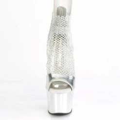 Pleaser ADORE-765RM - Slv Metallic Pu-RS Mesh/Slv Chrome Exotic Dancing