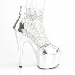 Pleaser ADORE-765RM - Slv Metallic Pu-RS Mesh/Slv Chrome Exotic Dancing