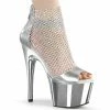 Pleaser ADORE-765RM - Slv Metallic Pu-RS Mesh/Slv Chrome Exotic Dancing