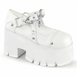 Demonia ASHES-33 - Wht Vegan Leather Punk & Goth