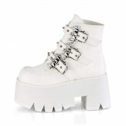 Demonia ASHES-55 - Wht Vegan Leather Punk & Goth