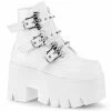 Demonia ASHES-55 - Wht Vegan Leather Punk & Goth