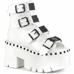 Demonia Punk & Goth ASHES-70 - Wht Vegan Leather