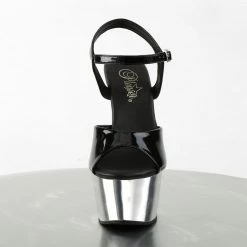 Pleaser ASPIRE-609 - Blk Pat/Slv Chrome