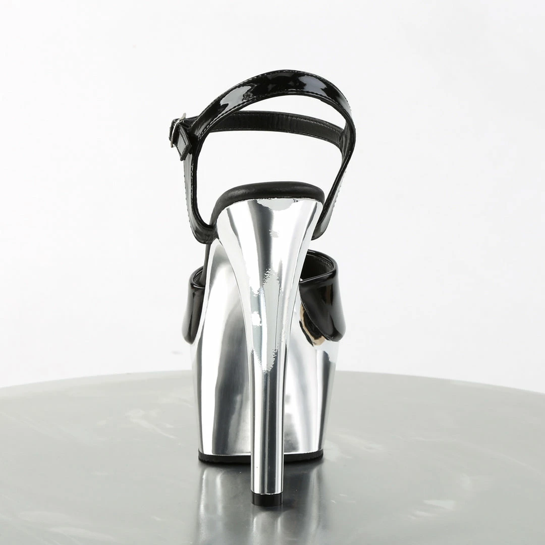 Pleaser ASPIRE-609 - Blk Pat/Slv Chrome 6 Pleaser ASPIRE-609 - Blk Pat/Slv Chrome