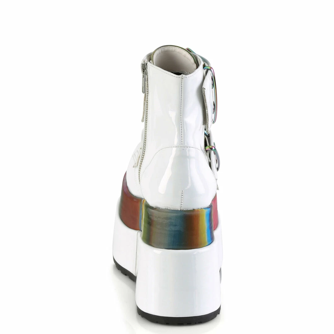 Demonia Punk & Goth BEAR-104 - Wht Patent-Rainbow Reflective 6 Demonia Punk & Goth BEAR-104 - Wht Patent-Rainbow Reflective