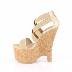 Pleaser BEAU-669 - Nude Elastic Band-Faux Le/Cork Wrapped 9 Pleaser BEAU-669 - Nude Elastic Band-Faux Le/Cork Wrapped
