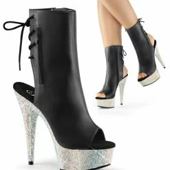 Pleaser Exotic Dancing BEJEWELED-1018DM-6 - Blk Faux Leather/Slv Multi RS