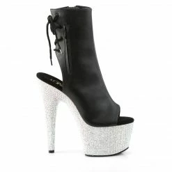 Pleaser Exotic Dancing BEJEWELED-1018DM-7 - Blk Faux Leather/Slv Multi RS