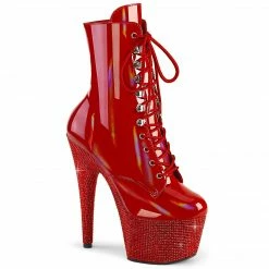 Pleaser Exotic Dancing BEJEWELED-1020-7 - Red Holo Pat/Red RS