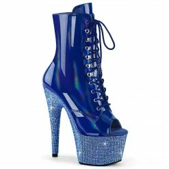 Pleaser BEJEWELED-1021-7 - Blue Holo Pat/Blue AB RS Exotic Dancing