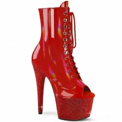 Pleaser BEJEWELED-1021-7 - Red Holo Pat/Red RS