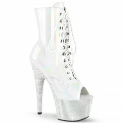 Pleaser BEJEWELED-1021-7 - Wht Holo Pat/Wht RS Exotic Dancing