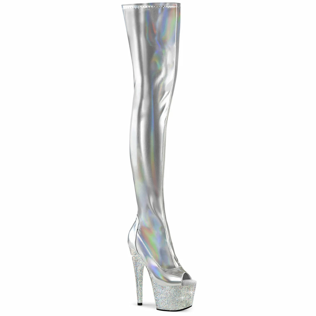 Pleaser BEJEWELED-3011-7 - Slv Str Holo Pat/Slv AB RS 3 Pleaser BEJEWELED-3011-7 - Slv Str Holo Pat/Slv AB RS