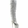 Pleaser Exotic Dancing BEJEWELED-3019RSF-7 - Slv Metallic Pu-Slv/Slv Multi RS