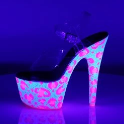 Pleaser BEJEWELED-708UVLP - Clr/Neon Wht-Neon H. Pink