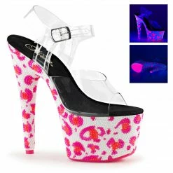 Pleaser BEJEWELED-708UVLP - Clr/Neon Wht-Neon H. Pink