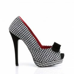 Pin Up Couture BELLA-11 - Houndstooth Fabric-Blk Vintage & Retro