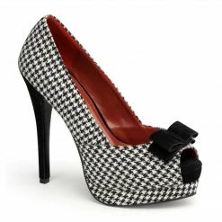 Pin Up Couture BELLA-11 - Houndstooth Fabric-Blk Vintage & Retro