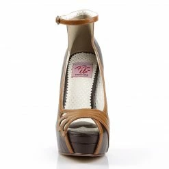 Pin Up Couture Vintage & Retro BELLA-31 - D. Brown-Maple Faux Leather
