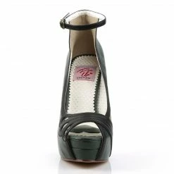 Pin Up Couture Vintage & Retro BELLA-31 - D. Green-Blk Faux Leather