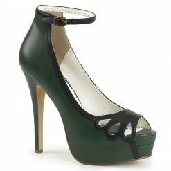 Pin Up Couture Vintage & Retro BELLA-31 - D. Green-Blk Faux Leather