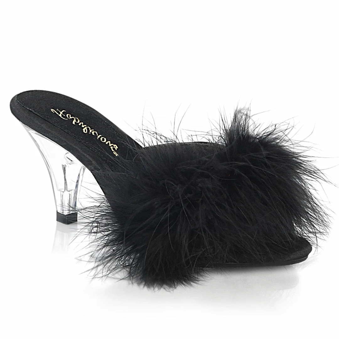 Fabulicious BELLE-301F - Blk Pu-Fur/Clr 3 Fabulicious BELLE-301F - Blk Pu-Fur/Clr
