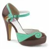 Pin Up Couture BETTIE-17 - Teal-Brown Faux Leather Vintage & Retro