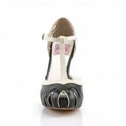 Pin Up Couture BETTIE-25 - Blk-Cream Faux Leather Vintage & Retro