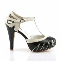 Pin Up Couture BETTIE-25 - Blk-Cream Faux Leather Vintage & Retro