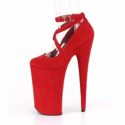 Pleaser BEYOND-087FS - Red Faux Suede/Red Faxu Suede