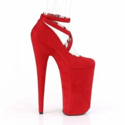 Pleaser BEYOND-087FS - Red Faux Suede/Red Faxu Suede