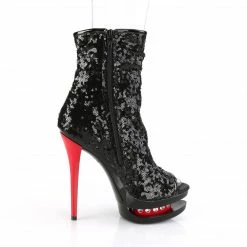 Pleaser BLONDIE-R-1008 - Blk Sequins/Blk-Red 11 Pleaser BLONDIE-R-1008 - Blk Sequins/Blk-Red