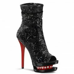 Pleaser BLONDIE-R-1008 - Blk Sequins/Blk-Red