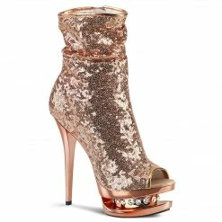 Pleaser BLONDIE-R-1008 - Rose Gold Sequins/Rose Gold Chrome Exotic Dancing
