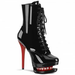 Pleaser Exotic Dancing BLONDIE-R-1020 - Blk Pat/Blk-Red