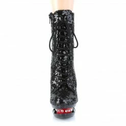 Pleaser BLONDIE-R-1020 - Blk Sequins/Blk-Red