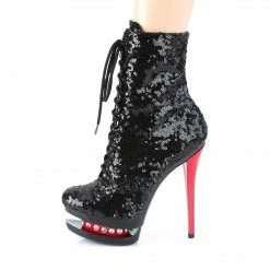 Pleaser BLONDIE-R-1020 - Blk Sequins/Blk-Red